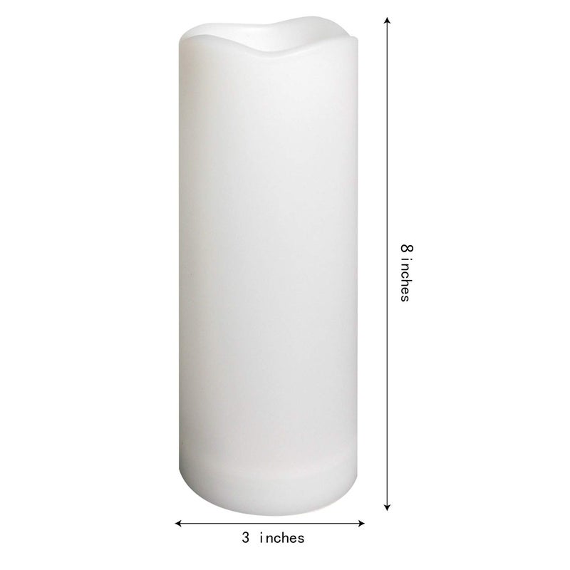 QIDEA Outdoor Waterproof Flameless LED Pillar Candles with Timer Battery Operated Plastic Large Decorative Electric Candle Lights for Halloween Christmas Wedding Party Centerpiece Decoration 2 Pack 3"x8" - Image 5